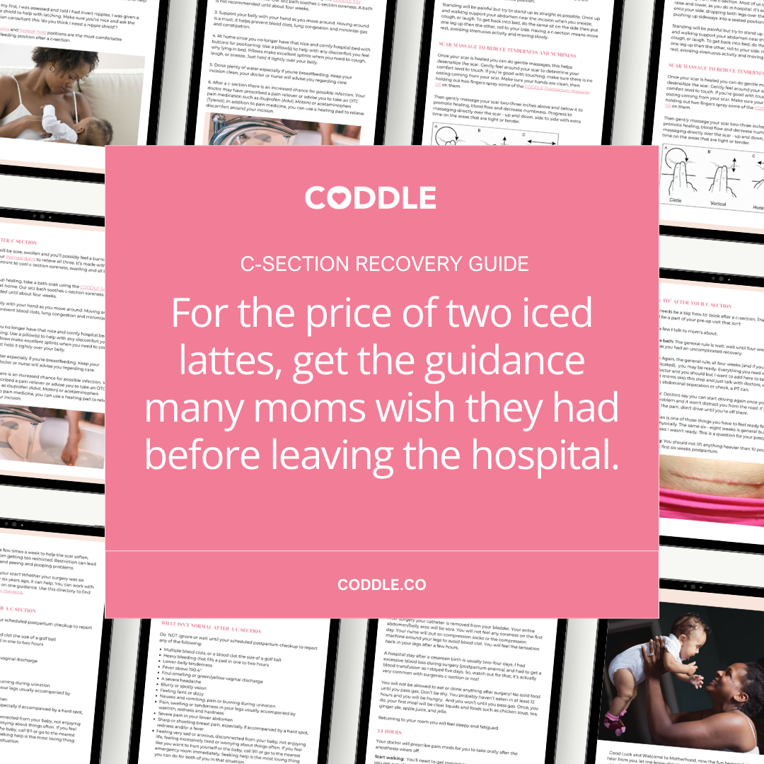 C-section recovery guide ebook cover for new moms with doula-informed postpartum healing tips
